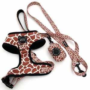 Sassy Woof Giraffic Park Harness and Fabric Leash Bundle Set Size S